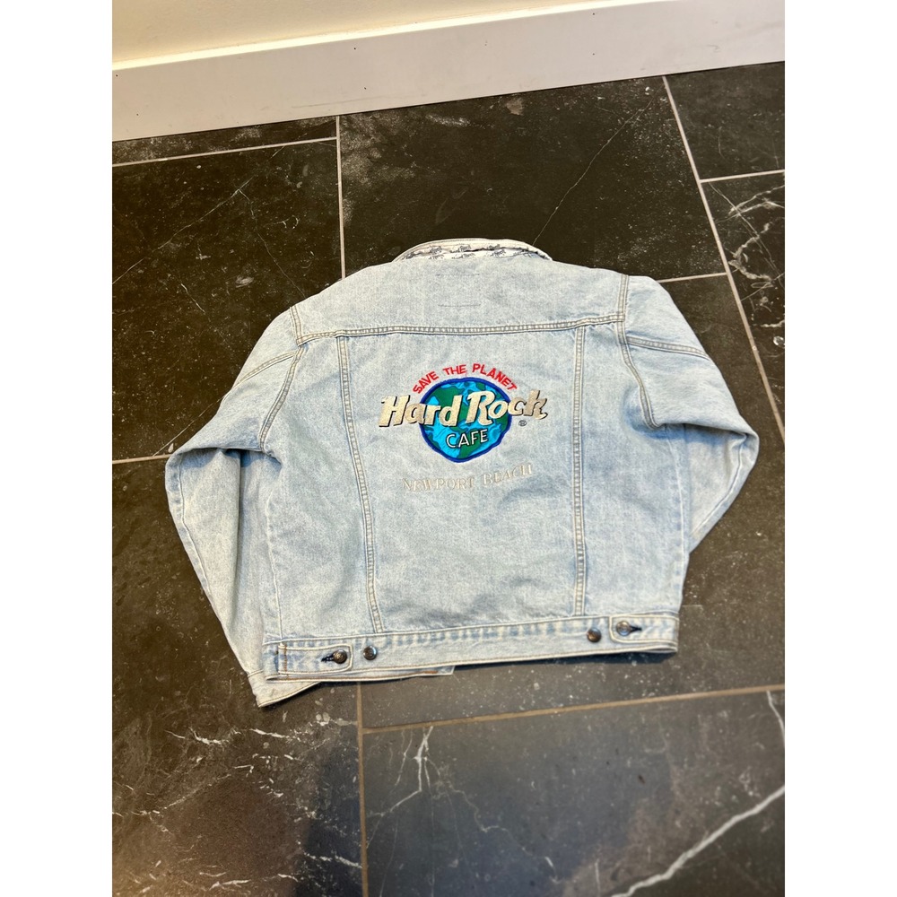 Hard Rock Cafe Newport Beach Denim Jacket Light Wash Save The Planet Mens Medium
